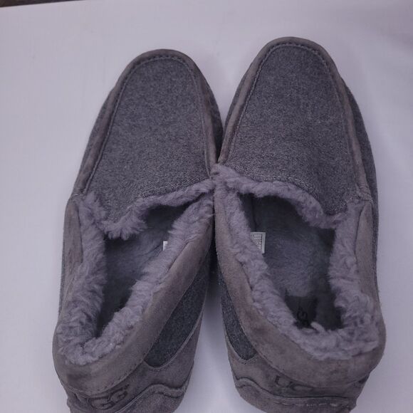 UGG Ascot Suede Slippers Mens 14 Gray Wool Plush Moccasin main image 4